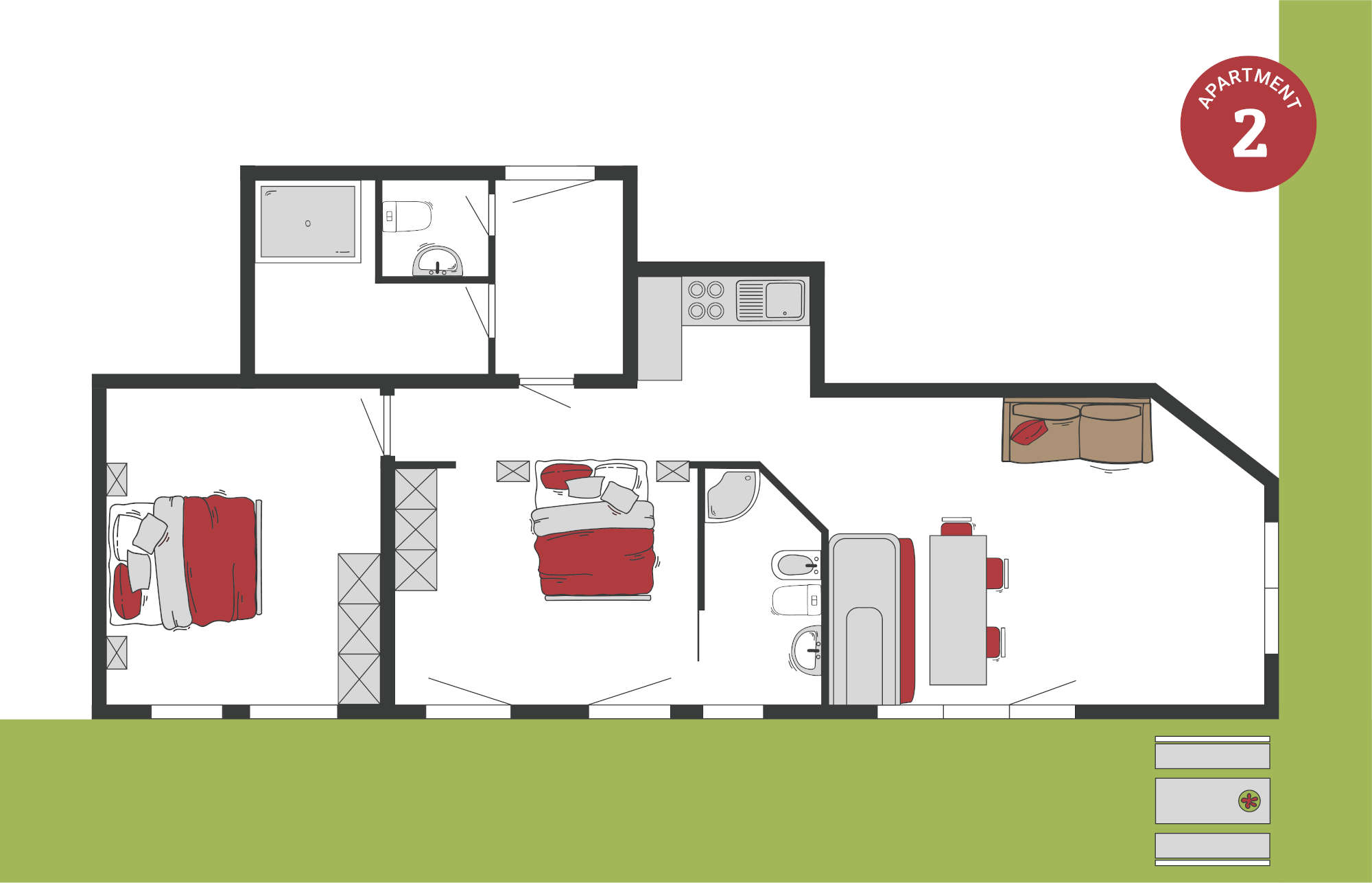 3-room apartment on the ground floor