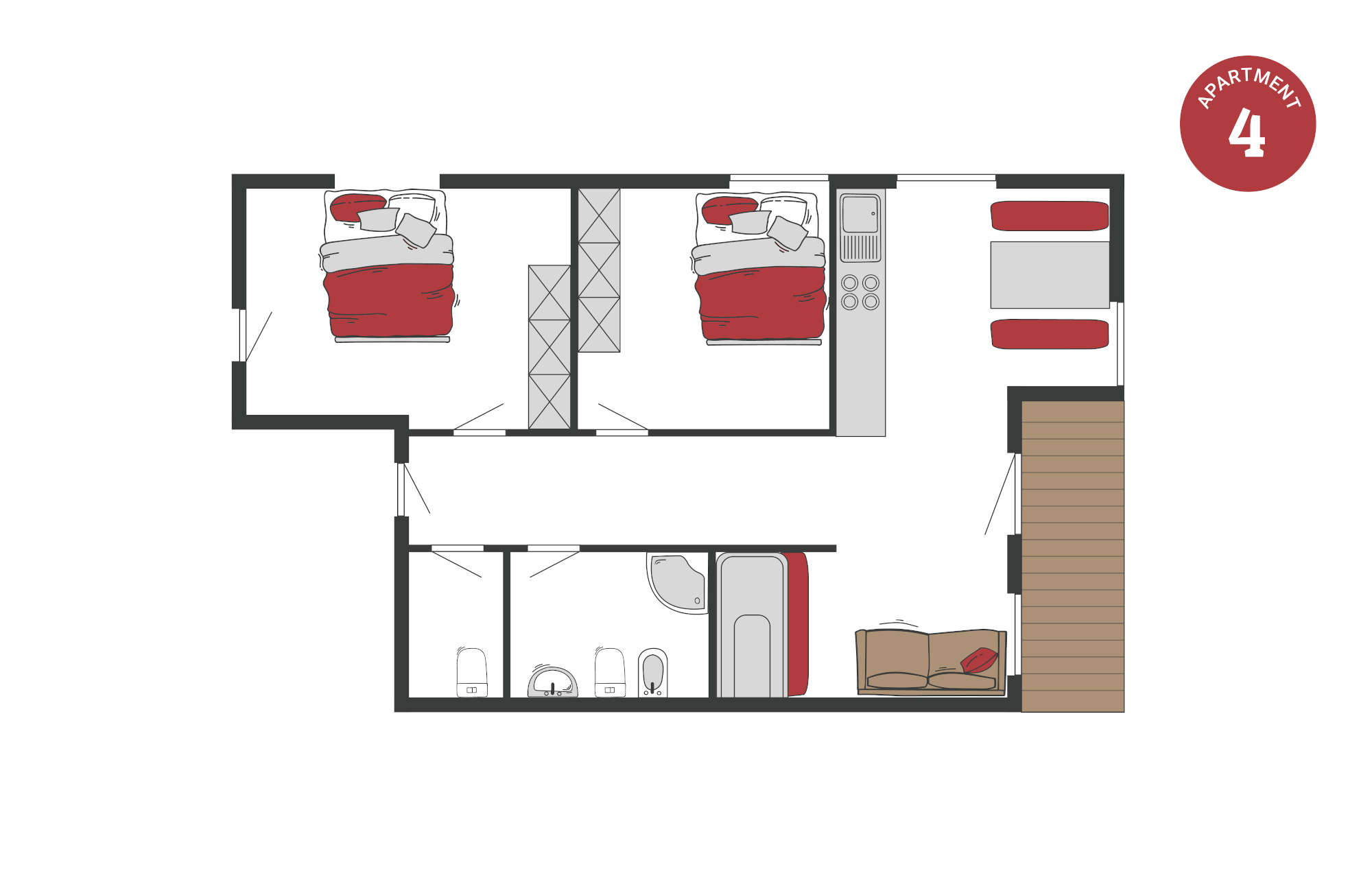 3-room apartment on the 2nd floor